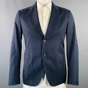 RAF SIMONS Size 42 Regular Navy Cotton Notch Lapel Sport Coat